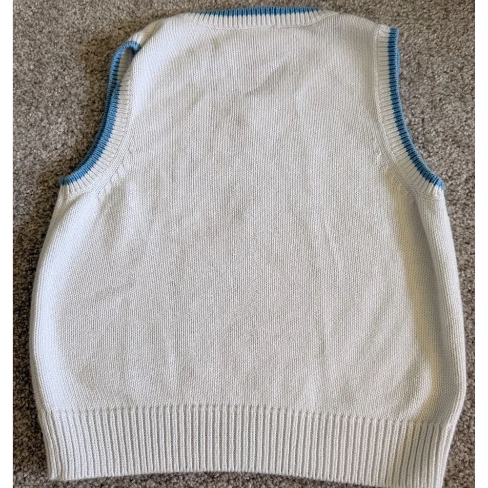 Gymboree Country Club Boys Argyle V-Neck Sweater Vest White Blue Green Sz 3 2006
